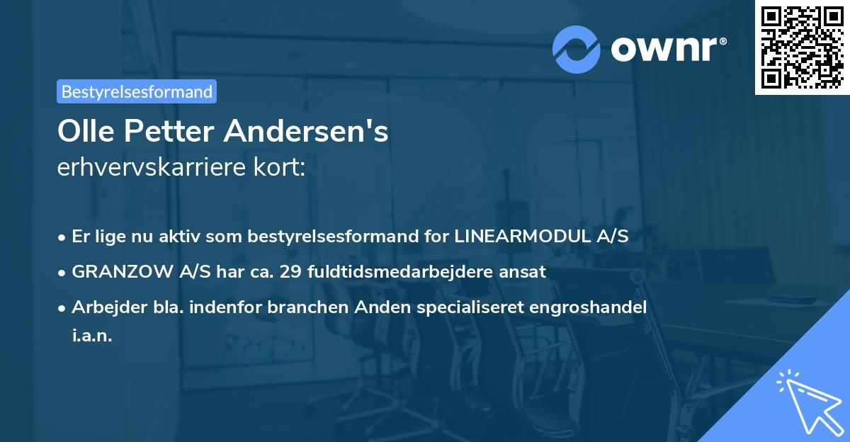 Olle Petter Andersen's erhvervskarriere kort