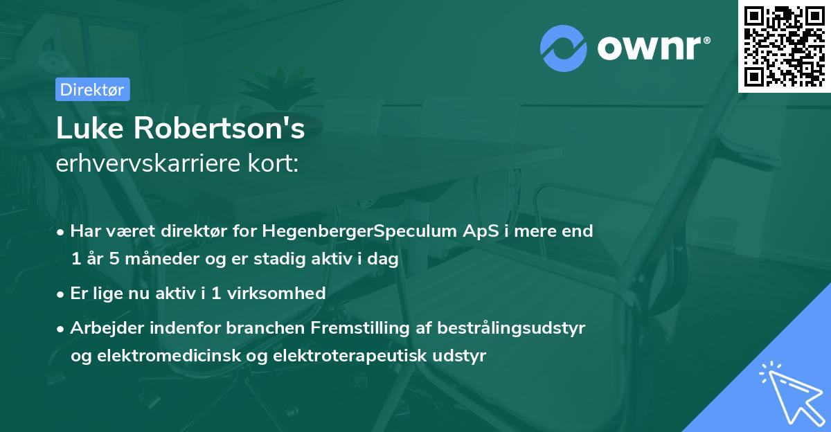 Luke Robertson's erhvervskarriere kort
