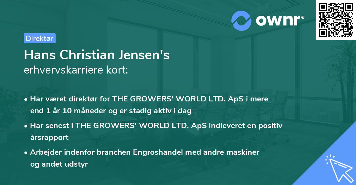 Hans Christian Jensen's erhvervskarriere kort
