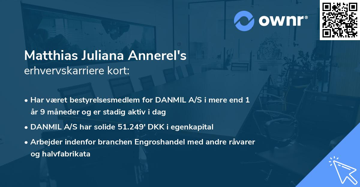 Matthias Juliana Annerel's erhvervskarriere kort
