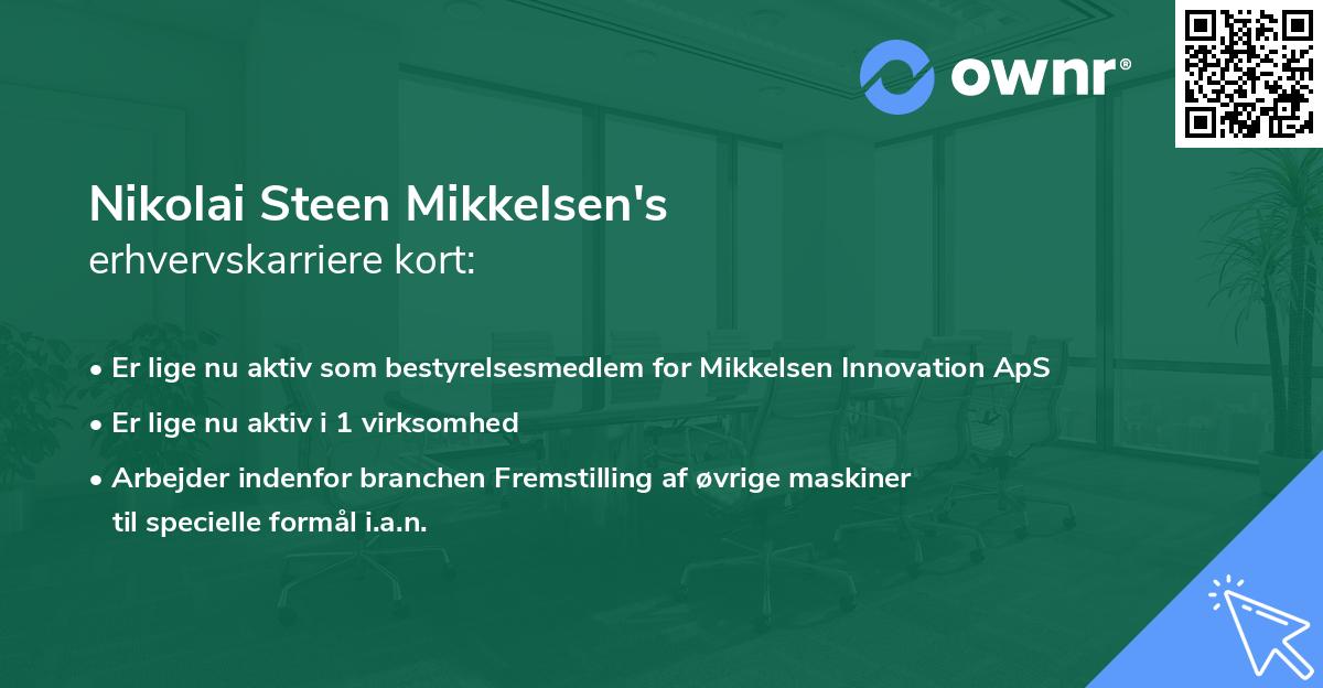 Nikolai Steen Mikkelsen's erhvervskarriere kort