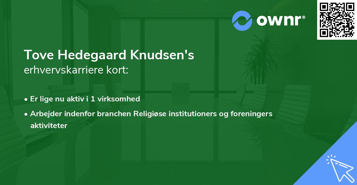 Tove Hedegaard Knudsen's erhvervskarriere kort