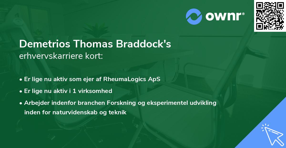 Demetrios Thomas Braddock's erhvervskarriere kort