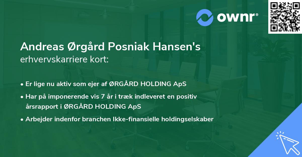 Andreas Ørgård Posniak Hansen's erhvervskarriere kort