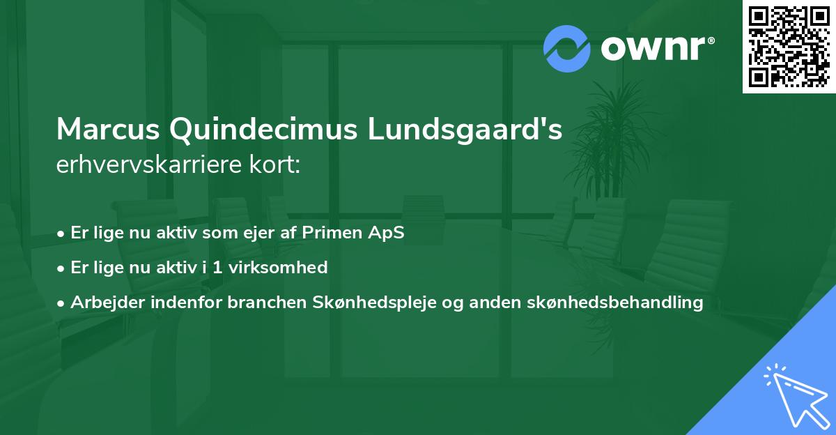 Marcus Quindecimus Lundsgaard's erhvervskarriere kort