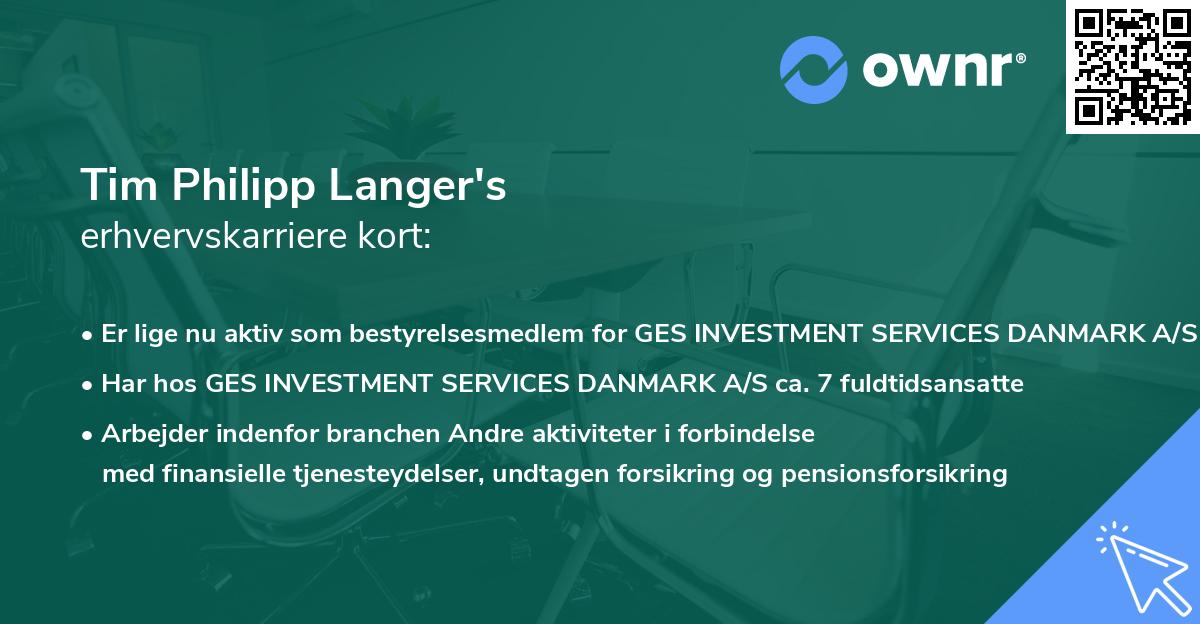 Tim Philipp Langer's erhvervskarriere kort