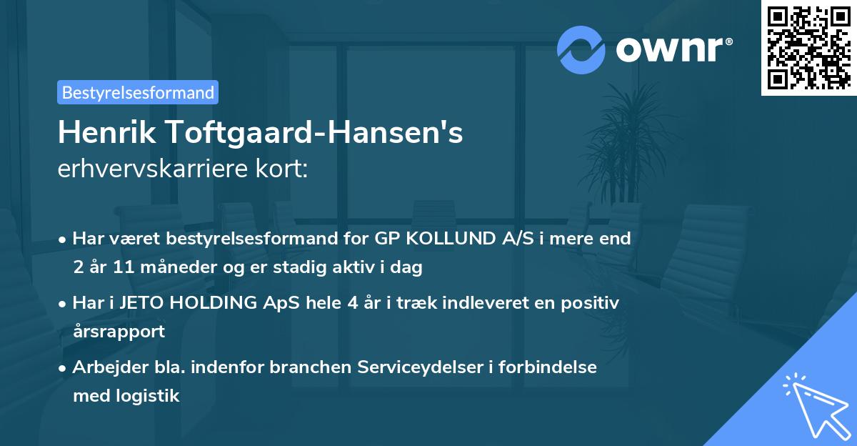 Henrik Toftgaard-Hansen's erhvervskarriere kort