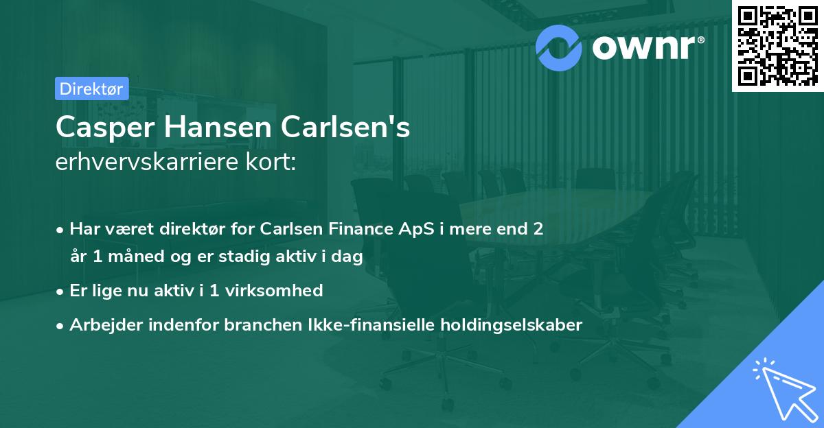 Casper Hansen Carlsen's erhvervskarriere kort