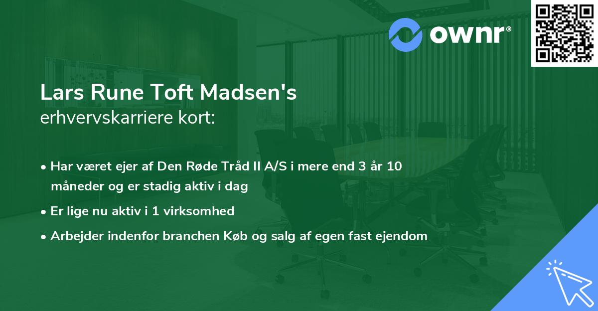 Lars Rune Toft Madsen's erhvervskarriere kort