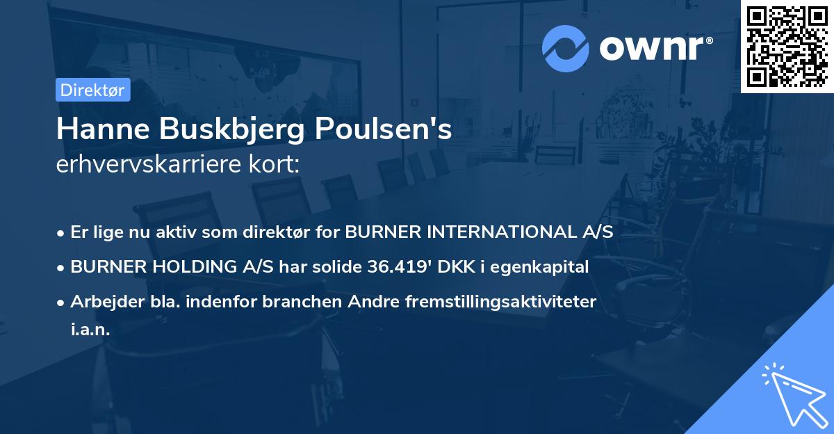 Hanne Buskbjerg Poulsen's erhvervskarriere kort