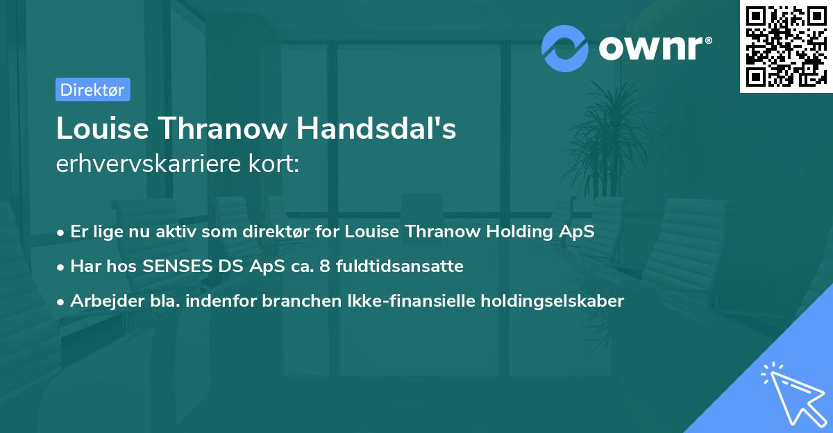 Louise Thranow Handsdal's erhvervskarriere kort