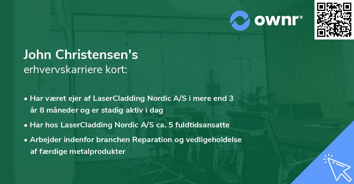 John Christensen's erhvervskarriere kort