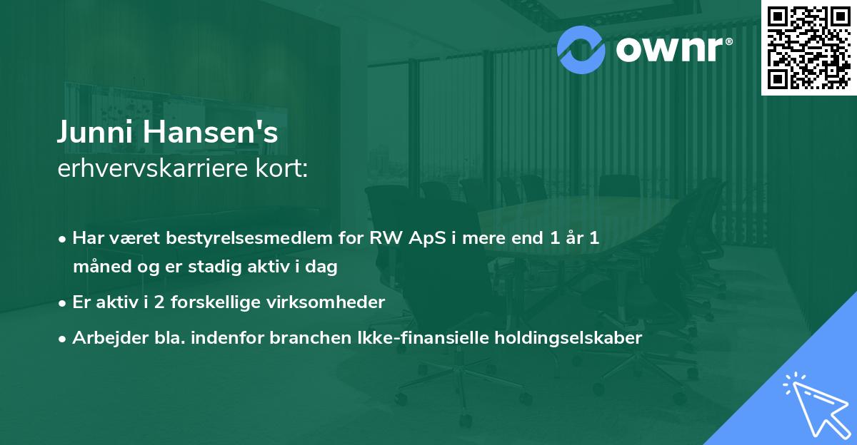 Junni Hansen's erhvervskarriere kort