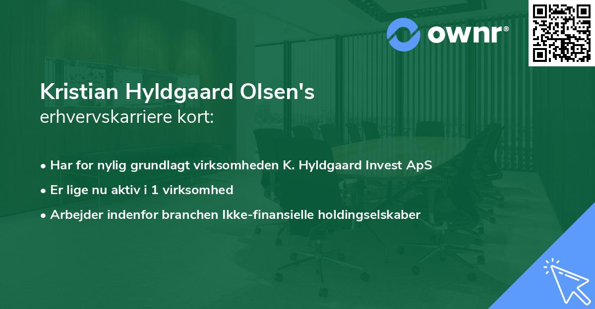 Kristian Hyldgaard Olsen's erhvervskarriere kort