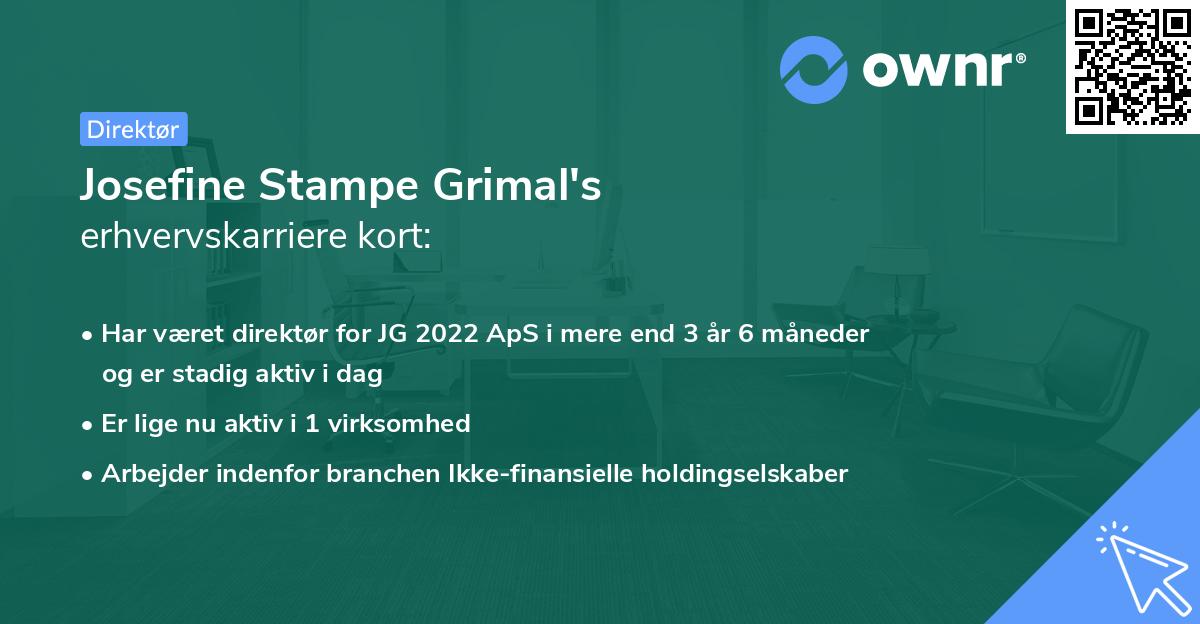 Josefine Stampe Grimal's erhvervskarriere kort