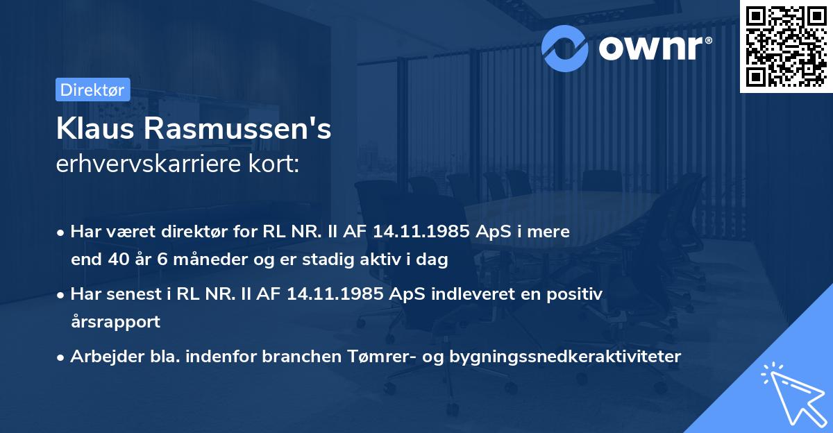 Klaus Rasmussen's erhvervskarriere kort