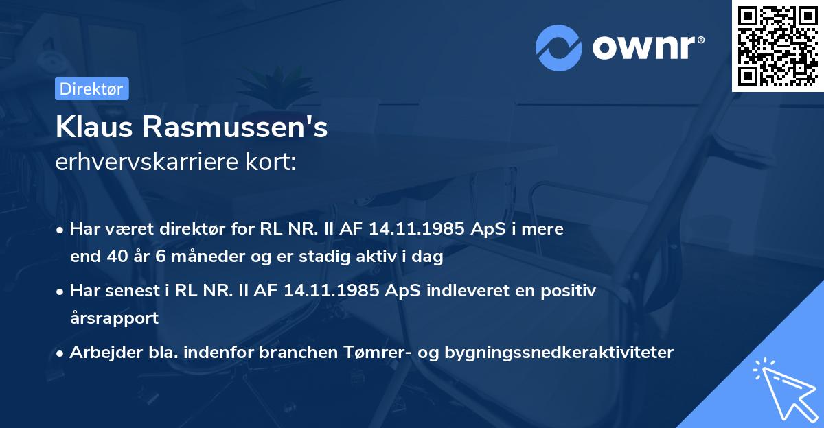 Klaus Rasmussen's erhvervskarriere kort