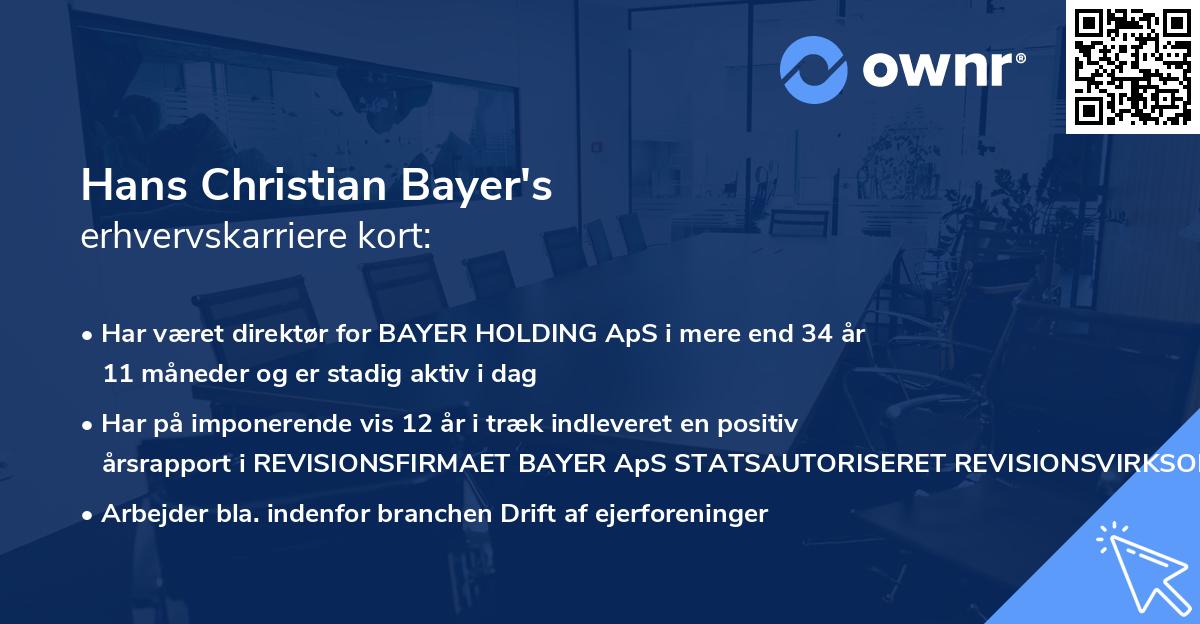 Hans Christian Bayer's erhvervskarriere kort