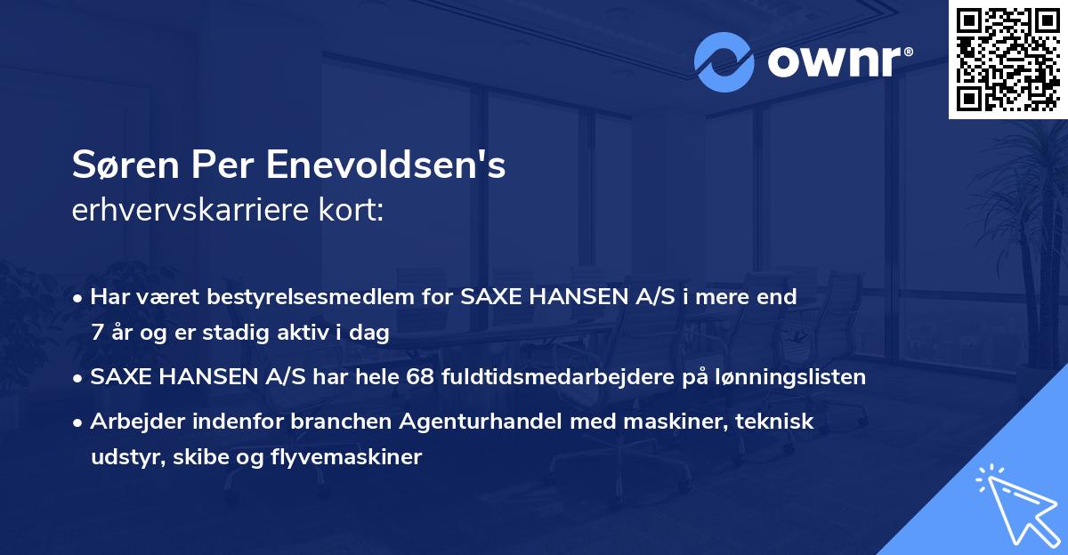 Søren Per Enevoldsen's erhvervskarriere kort