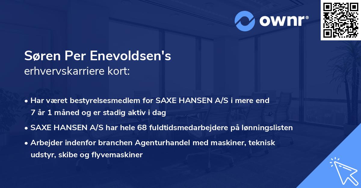 Søren Per Enevoldsen's erhvervskarriere kort