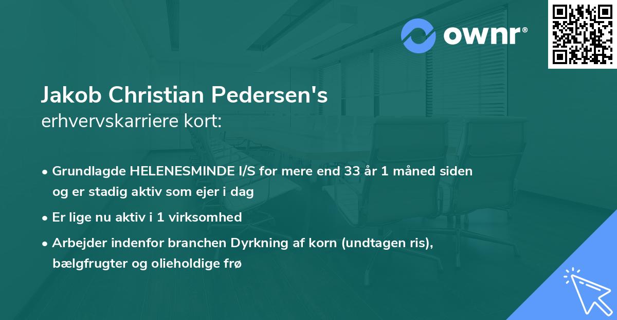 Jakob Christian Pedersen's erhvervskarriere kort