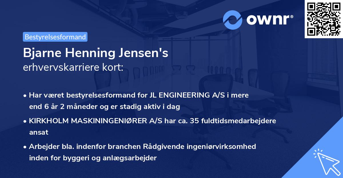 Bjarne Henning Jensen's erhvervskarriere kort