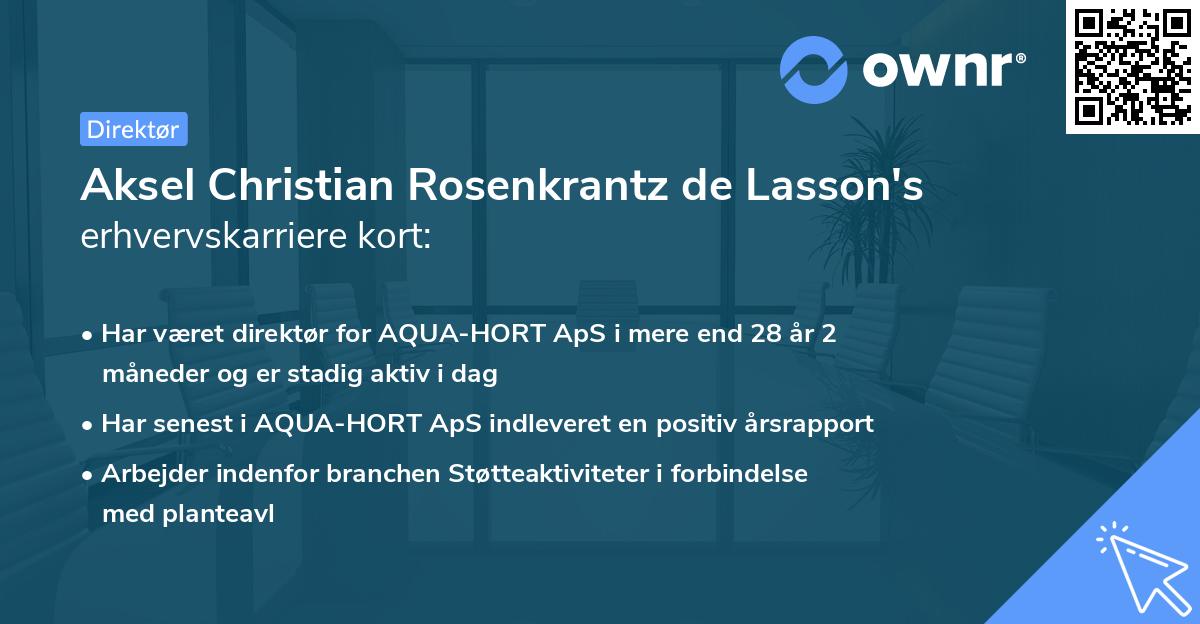 Aksel Christian Rosenkrantz de Lasson's erhvervskarriere kort