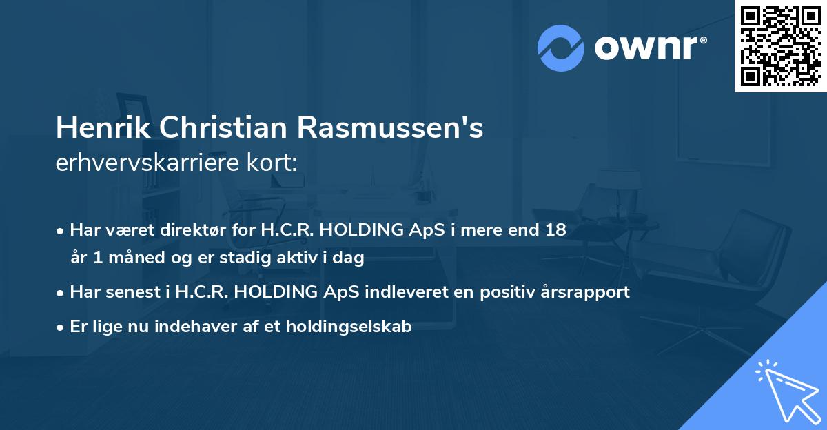 Henrik Christian Rasmussen's erhvervskarriere kort