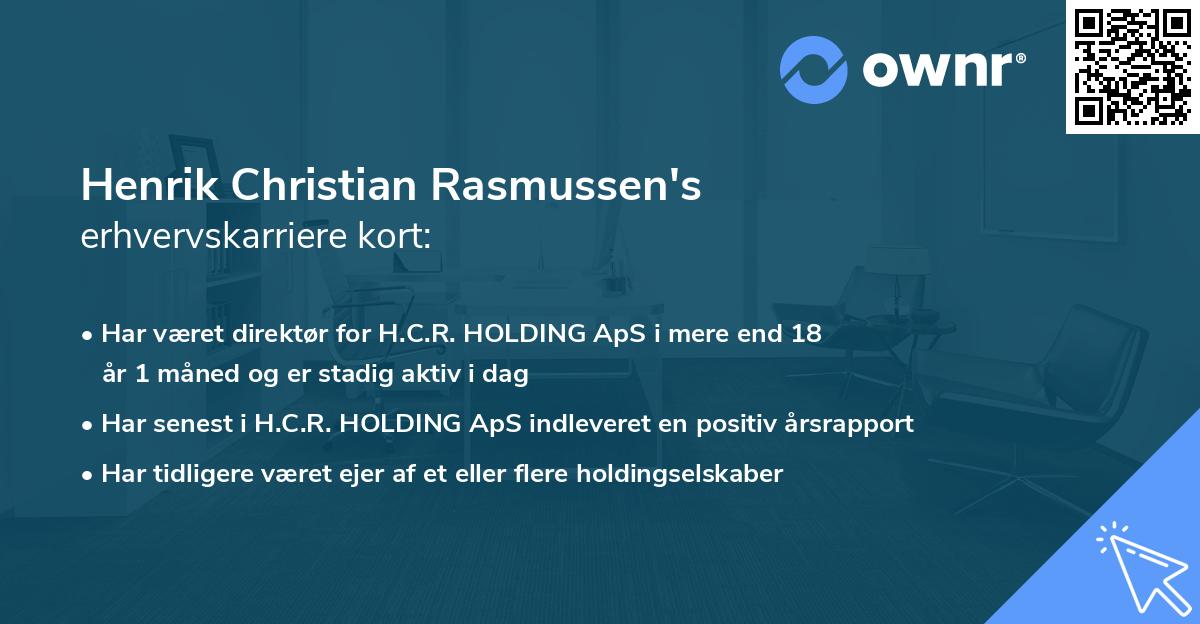 Henrik Christian Rasmussen's erhvervskarriere kort