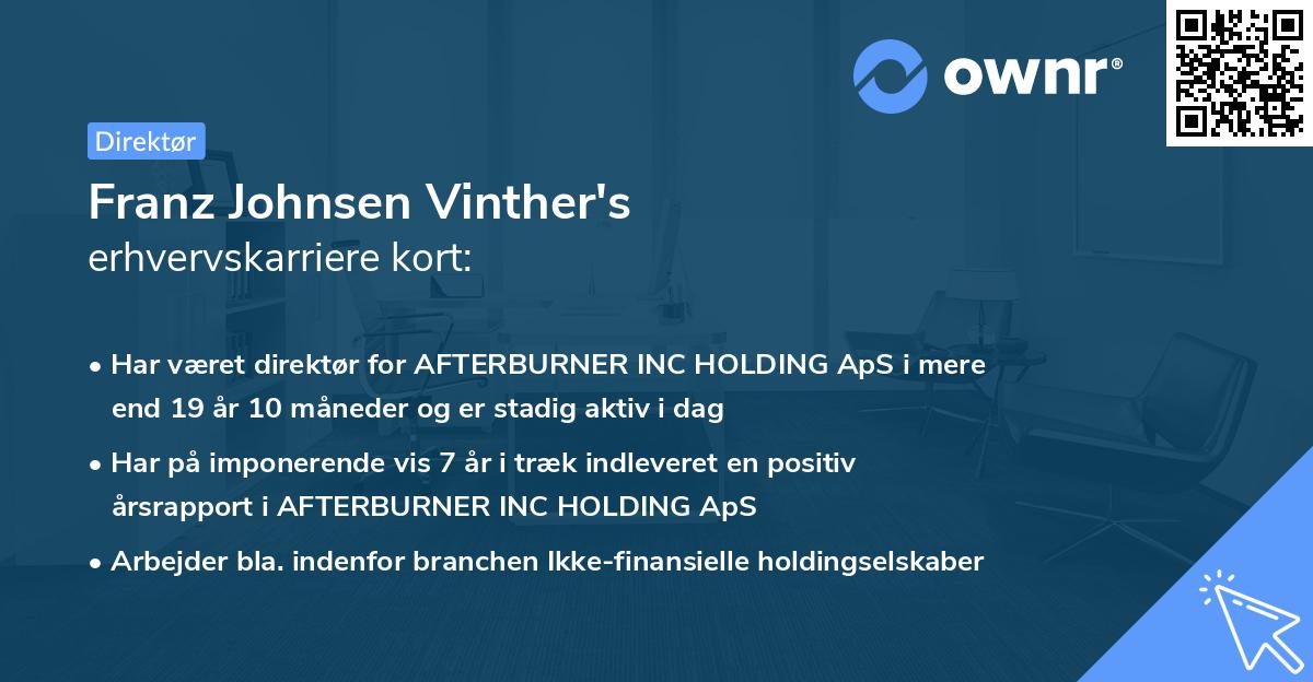 Franz Johnsen Vinther's erhvervskarriere kort