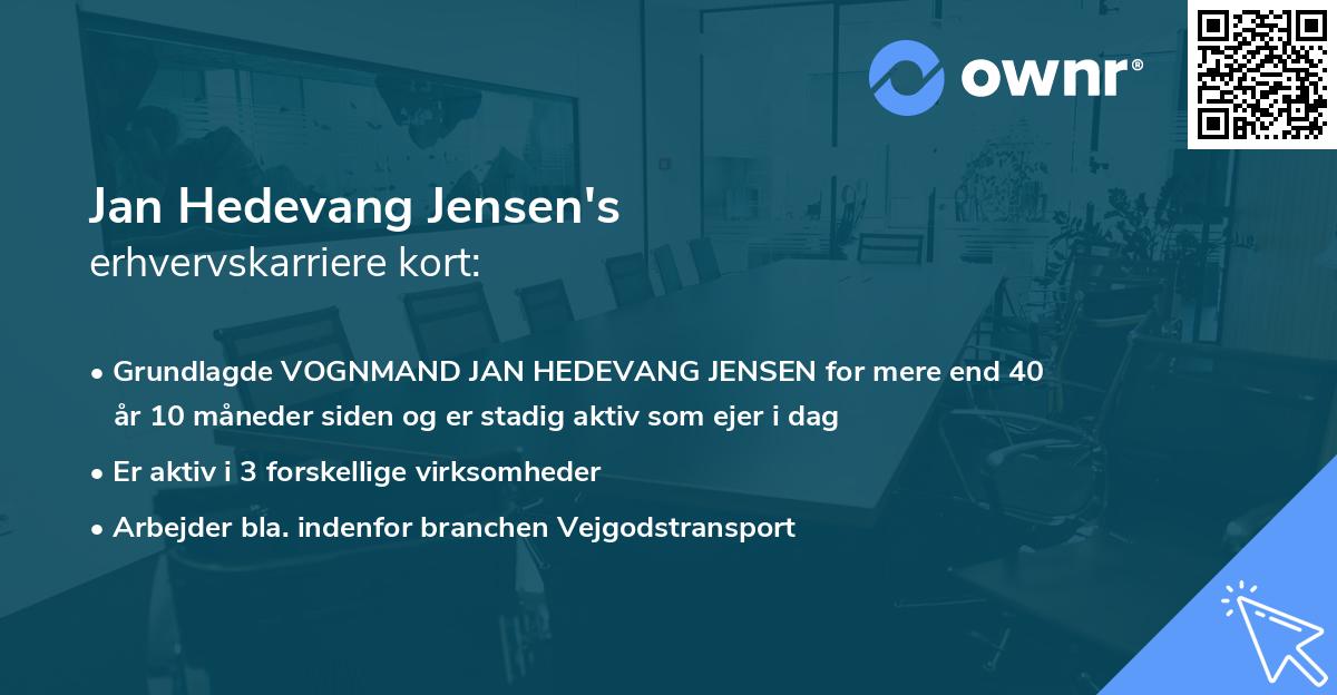 Jan Hedevang Jensen's erhvervskarriere kort