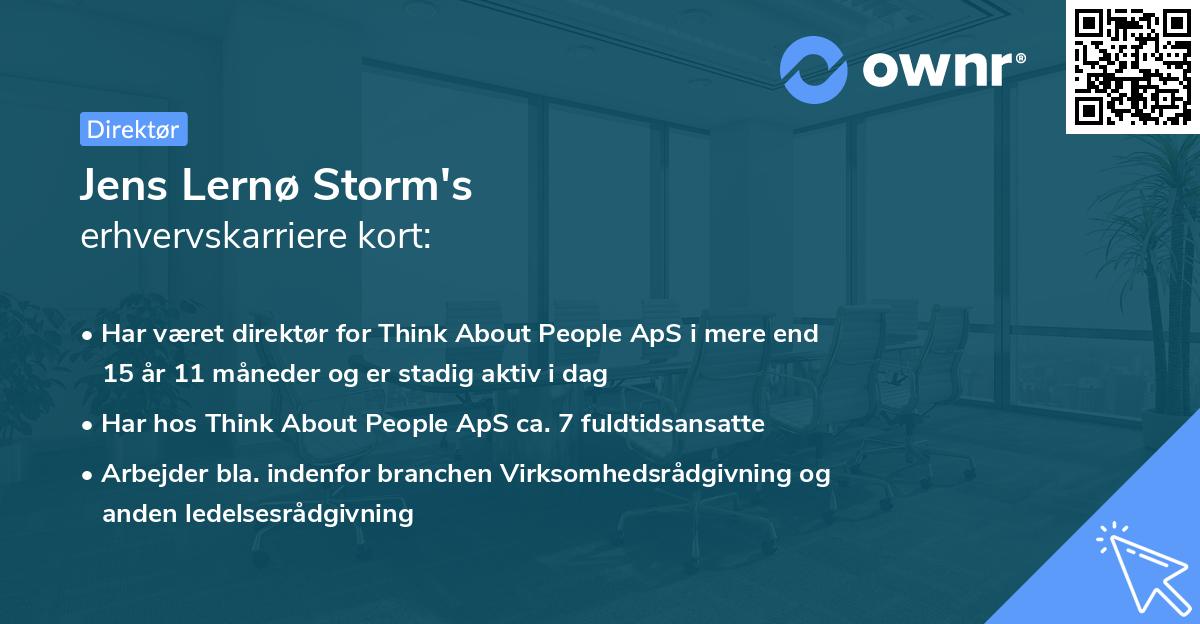 Jens Lernø Storm's erhvervskarriere kort