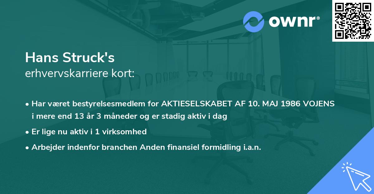 Hans Struck's erhvervskarriere kort