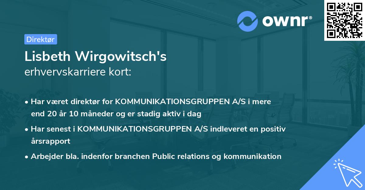 Lisbeth Wirgowitsch's erhvervskarriere kort