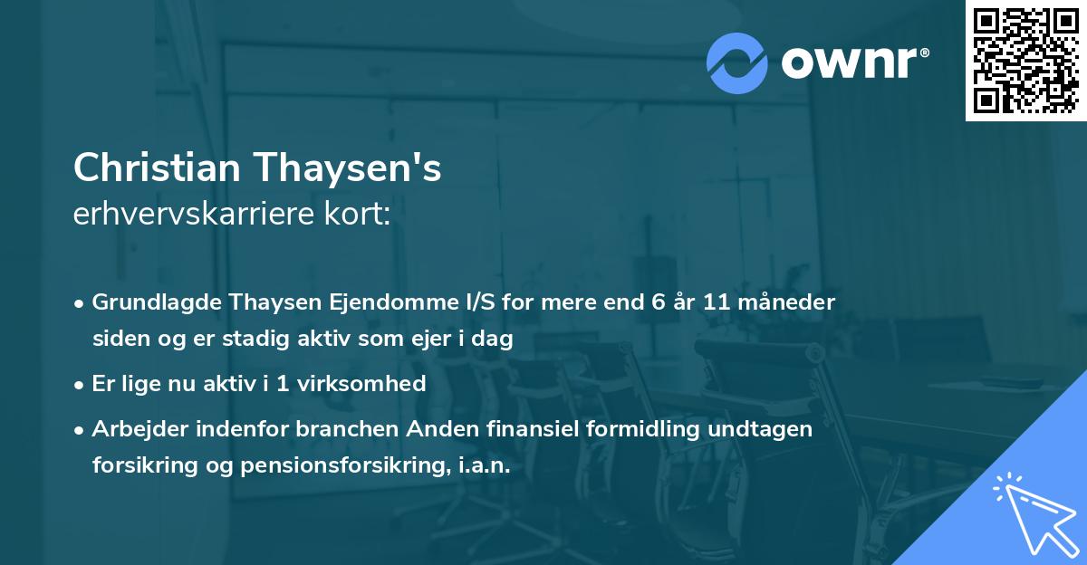 Christian Thaysen's erhvervskarriere kort