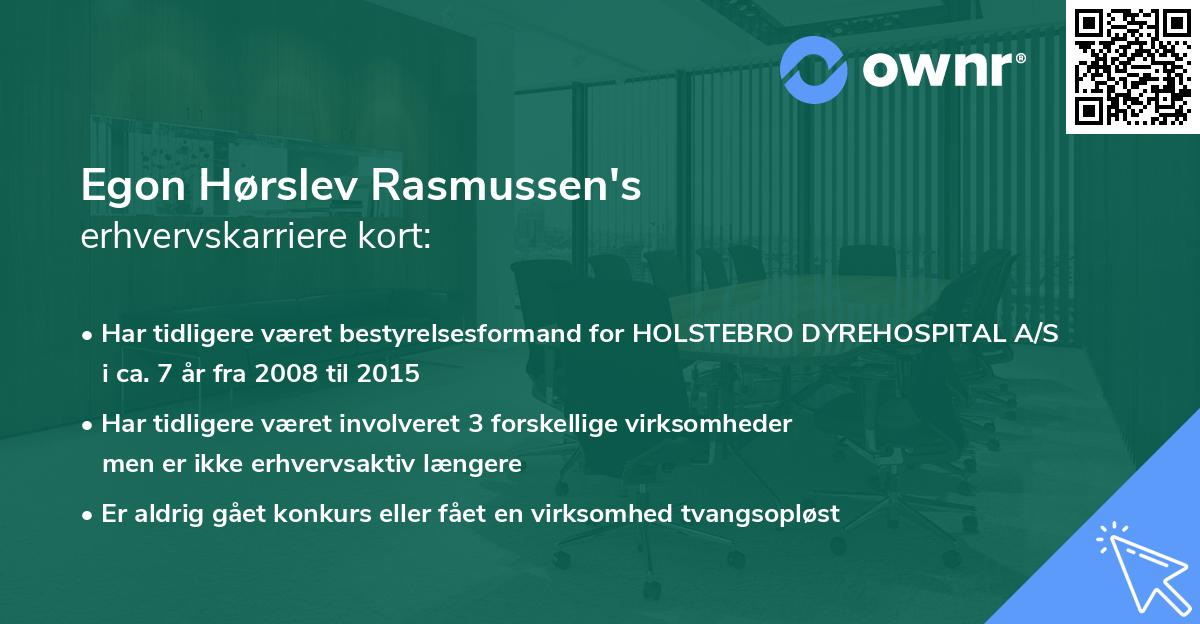 Egon Hørslev Rasmussen's erhvervskarriere kort