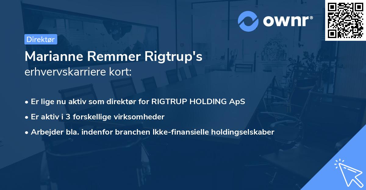 Marianne Remmer Rigtrup's erhvervskarriere kort