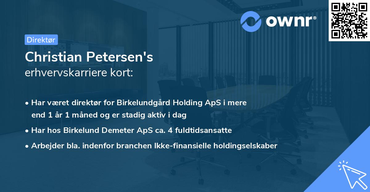 Christian Petersen's erhvervskarriere kort