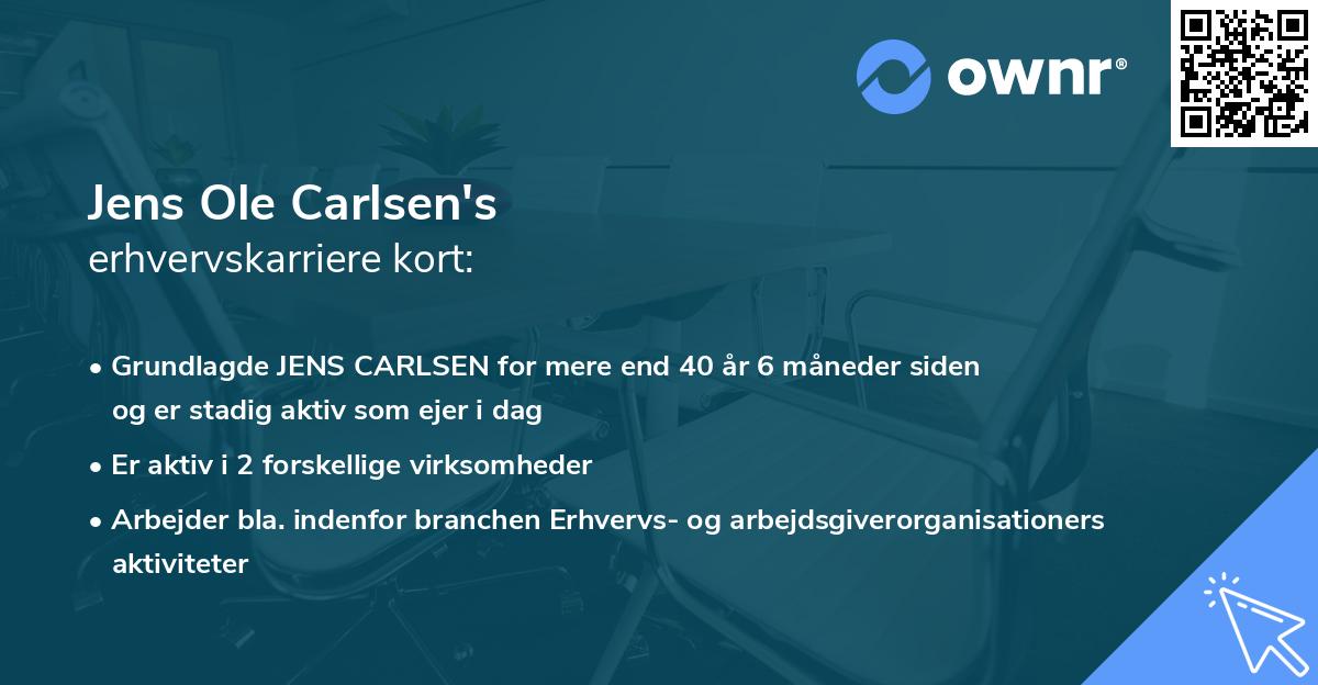 Jens Ole Carlsen's erhvervskarriere kort