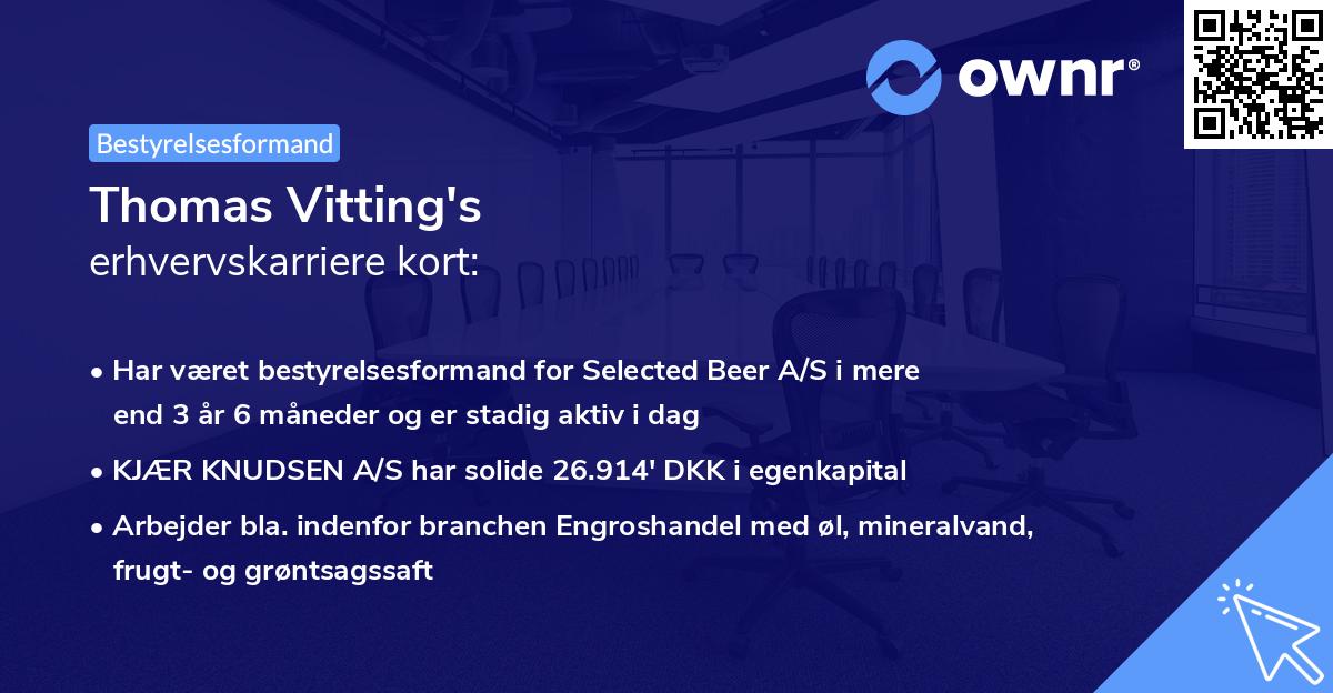 Thomas Vitting's erhvervskarriere kort