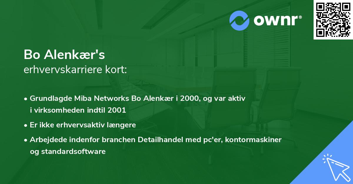 Bo Alenkær's erhvervskarriere kort