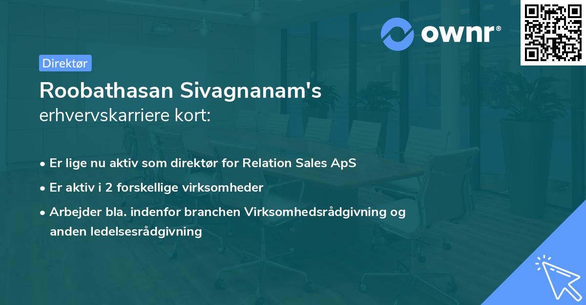 Roobathasan Sivagnanam's erhvervskarriere kort