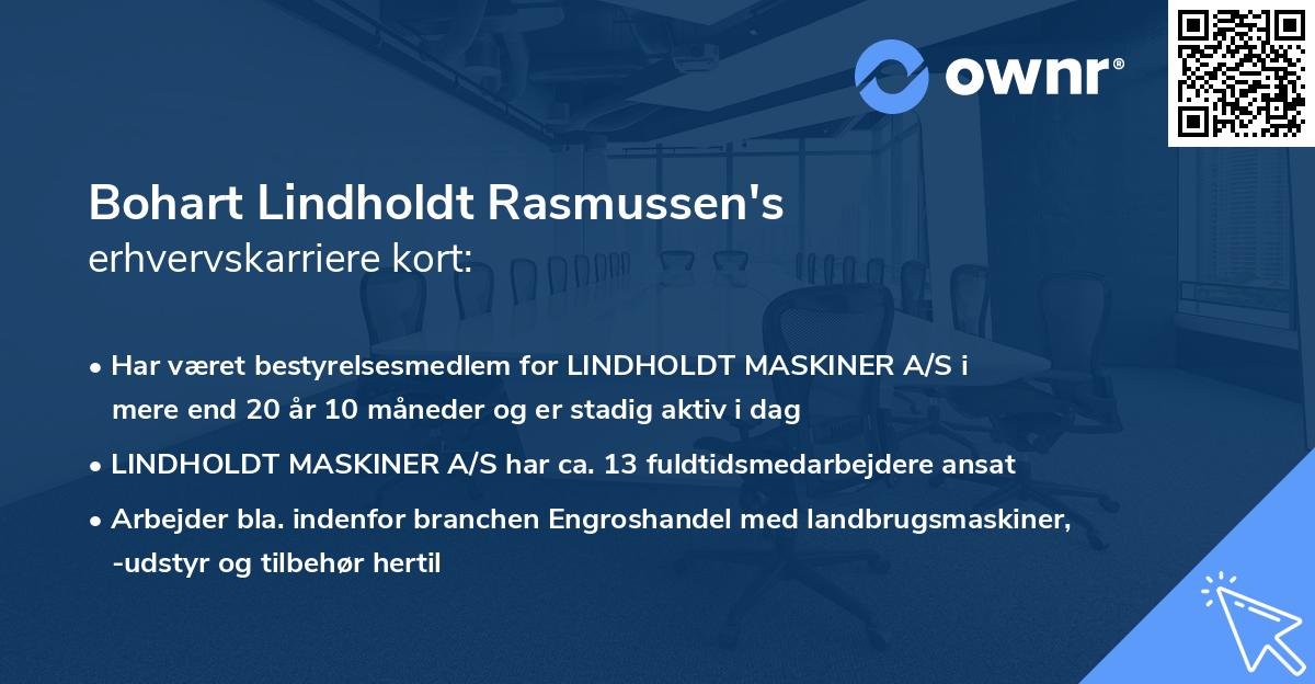 Bohart Lindholdt Rasmussen's erhvervskarriere kort