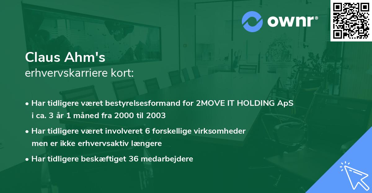 Claus Ahm's erhvervskarriere kort