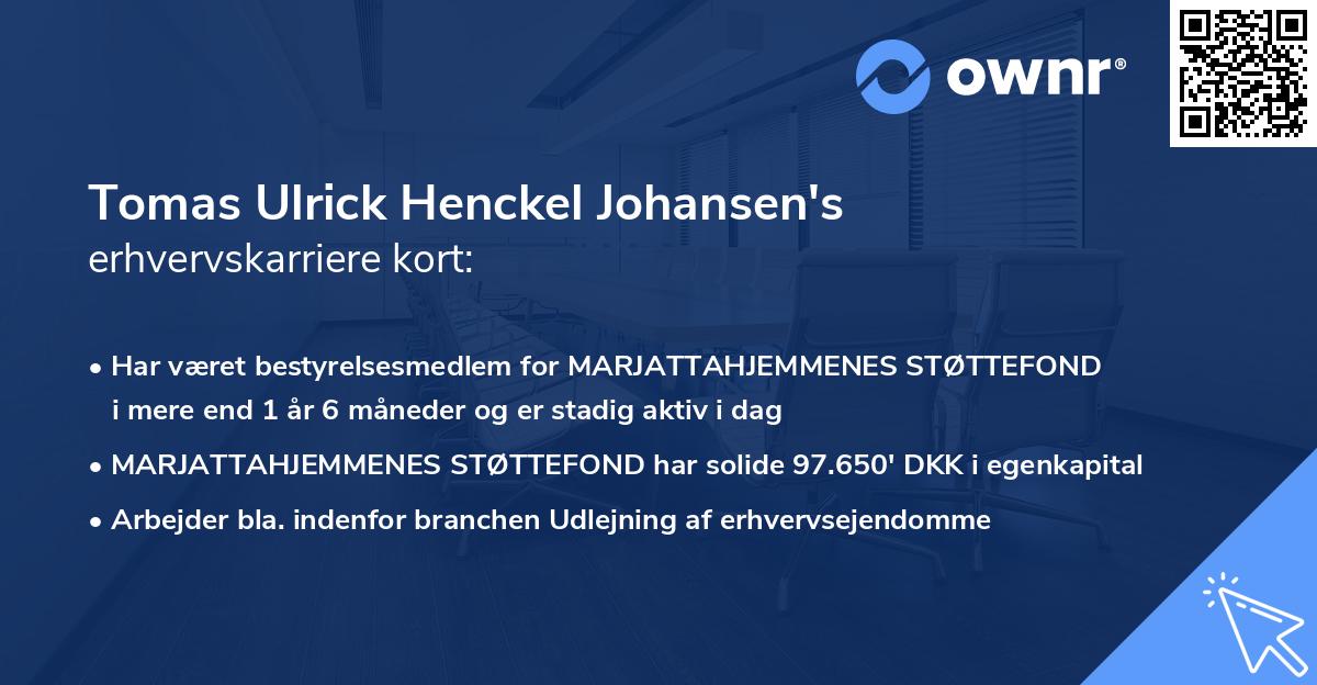 Tomas Ulrick Henckel Johansen's erhvervskarriere kort