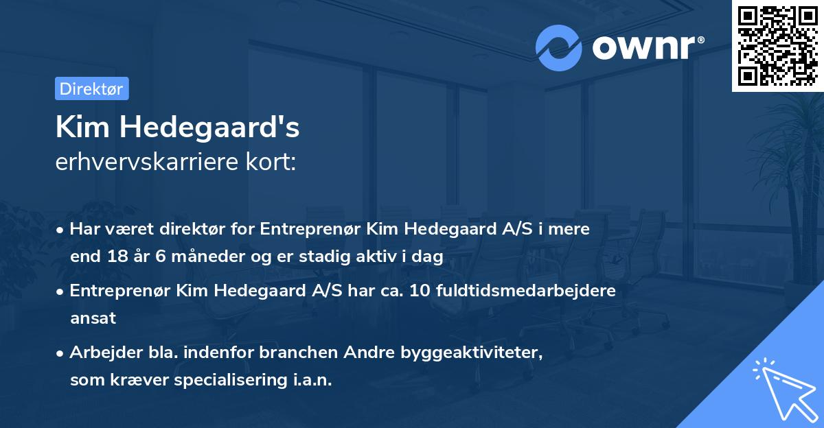 Kim Hedegaard's erhvervskarriere kort