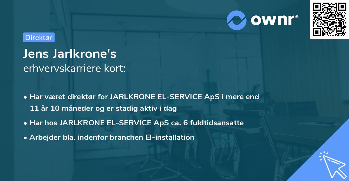 Jens Jarlkrone's erhvervskarriere kort