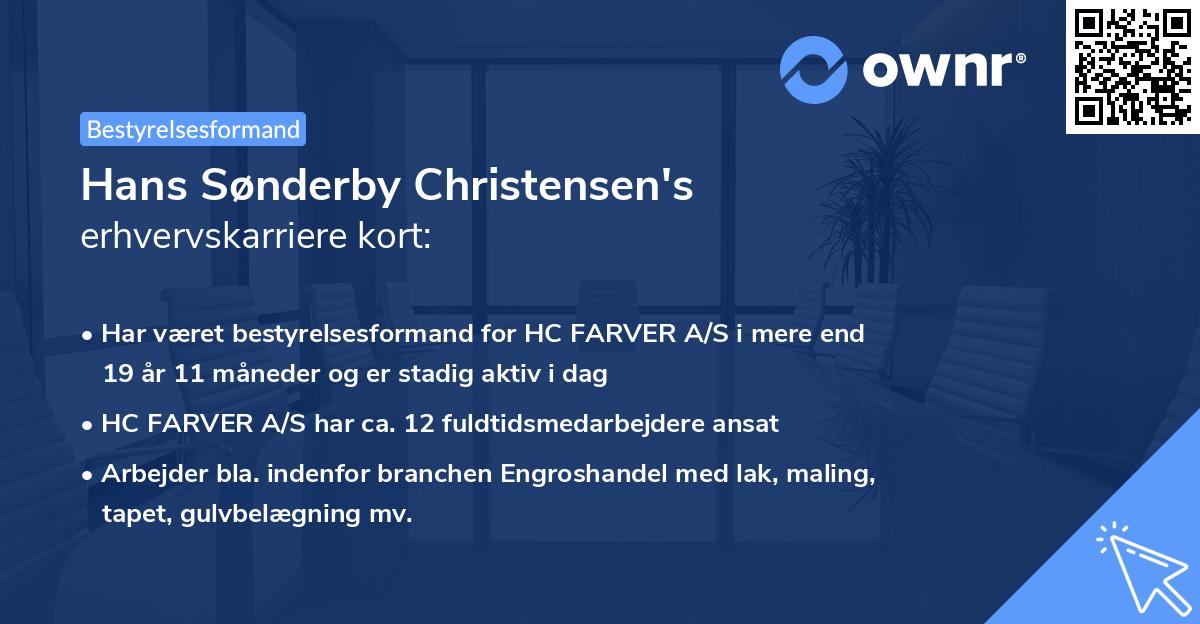 Hans Sønderby Christensen's erhvervskarriere kort