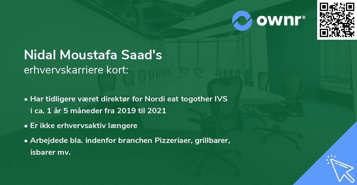 Nidal Moustafa Saad's erhvervskarriere kort