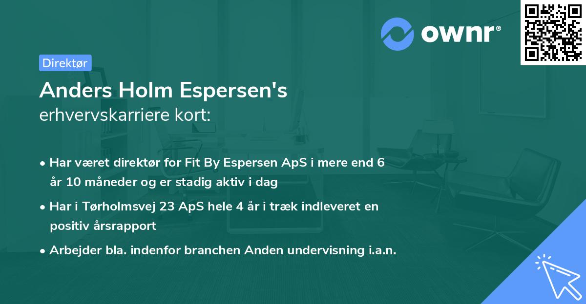 Anders Holm Espersen's erhvervskarriere kort